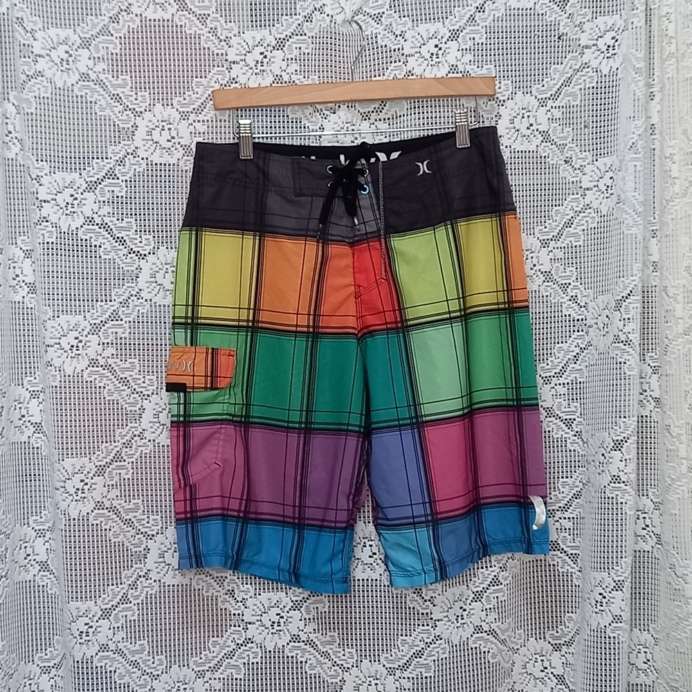 HURLEY Phantom Colorblock Board Shorts Swim Trunks Mens Size 30 Multicolor